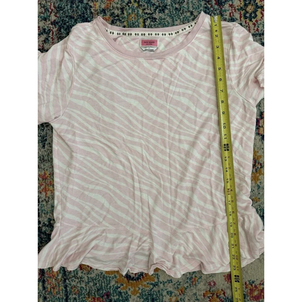 Kate Spade New York Women's Pink‎ Striped Pajama Set Ruffle Size L/XL